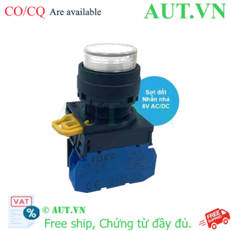 Ảnh của Nút nhấn nhả có đèn IDEC YW1L-M2E10Q5W 6VAC/DC D22 1NO (Trắng)