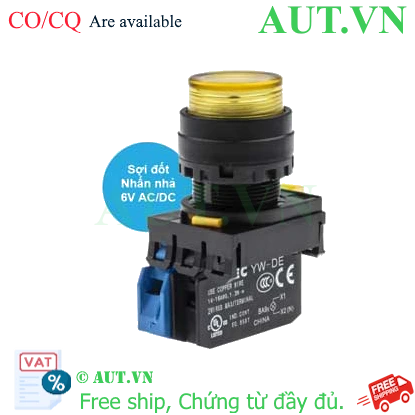 Ảnh của Nút nhấn nhả có đèn IDEC YW1L-M2E10Q5Y 6VAC/DC D22 1NO (Vàng)