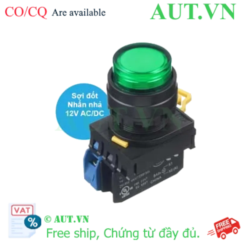 Ảnh của Nút nhấn nhả có đèn IDEC YW1L-M2E10Q6G 12VAC/DC D22 1NO (Xanh)