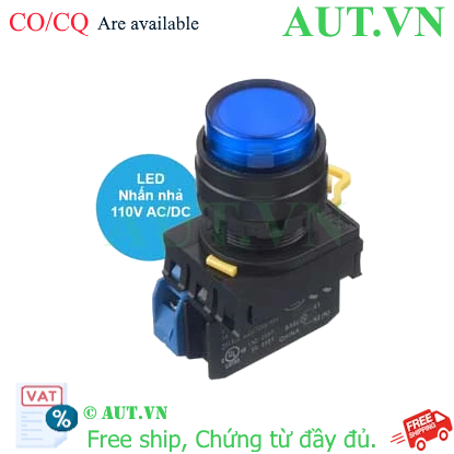 Ảnh của Nút nhấn nhả có đèn IDEC YW1L-M2E10QHS 110VAC D22 1NO (Xanh)