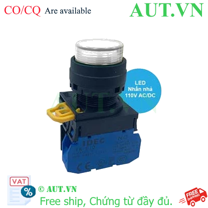 Ảnh của Nút nhấn nhả có đèn IDEC YW1L-M2E10QHW 110VAC D22 1NO (Trắng)