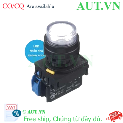 Ảnh của Nút nhấn nhả có đèn IDEC YW1L-M2E10QM3PW 220VAC D22 1NO (Trắng)