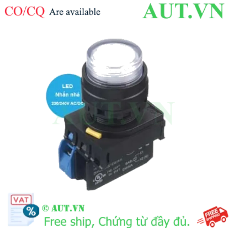 Ảnh của Nút nhấn nhả có đèn IDEC YW1L-M2E10QM3PW 220VAC D22 1NO (Trắng)