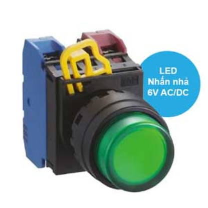 Ảnh của Nút nhấn nhả có đèn IDEC YW1L-M2E11Q2G 6VAC/DC D22 1NO+1NC (Xanh)