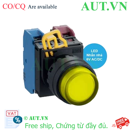 Ảnh của Nút nhấn nhả có đèn IDEC YW1L-M2E11Q2Y 6VAC/DC D22 1NO+1NC (Vàng)