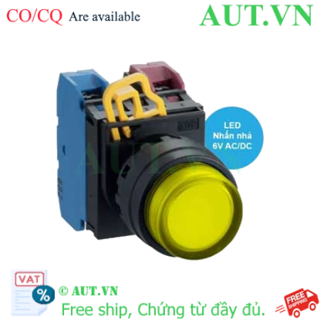Ảnh của Nút nhấn nhả có đèn IDEC YW1L-M2E11Q2Y 6VAC/DC D22 1NO+1NC (Vàng)