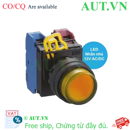 Ảnh của Nút nhấn nhả có đèn IDEC YW1L-M2E11Q3A 12VAC/DC D22 1NO+1NC (Hổ phách)