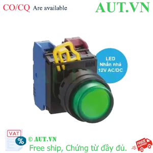 Ảnh của Nút nhấn nhả có đèn IDEC YW1L-M2E11Q3G 12VAC/DC D22 1NO+1NC (Xanh)