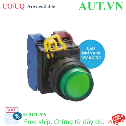 Ảnh của Nút nhấn nhả có đèn IDEC YW1L-M2E11Q3G 12VAC/DC D22 1NO+1NC (Xanh)