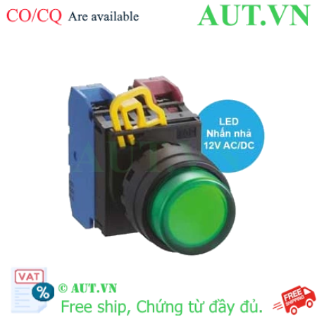 Ảnh của Nút nhấn nhả có đèn IDEC YW1L-M2E11Q3G 12VAC/DC D22 1NO+1NC (Xanh)