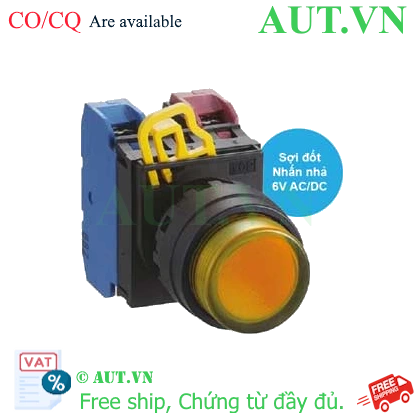 Ảnh của Nút nhấn nhả có đèn IDEC YW1L-M2E11Q5A 6VAC/DC D22 1NO+1NC (Hổ phách)