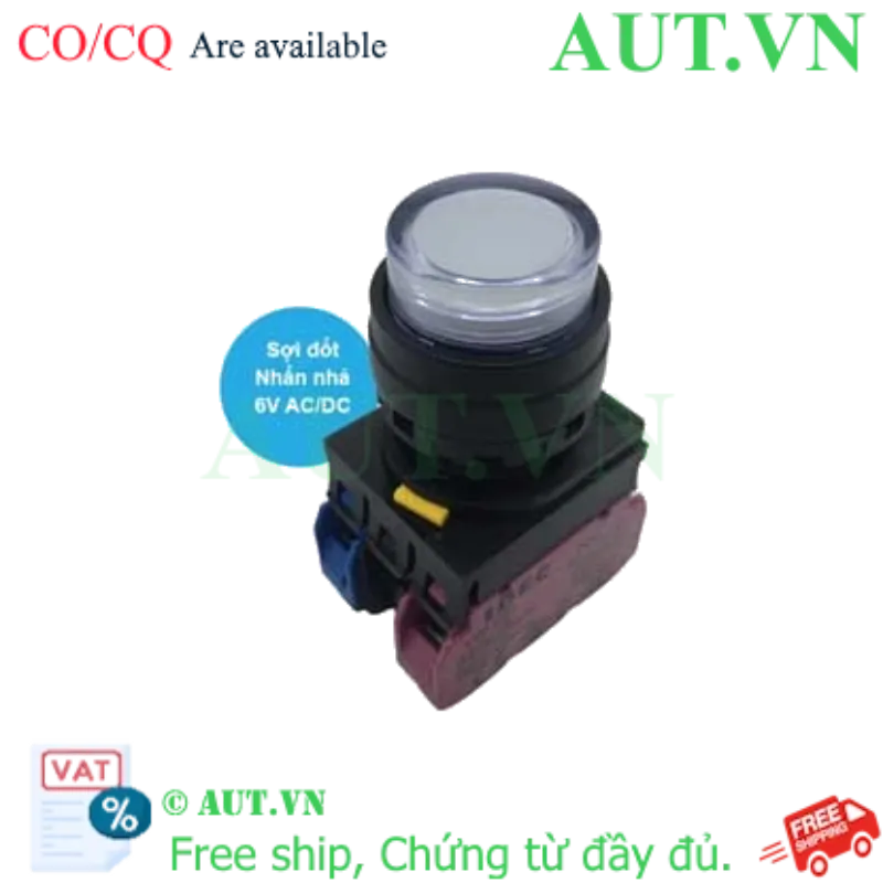 Ảnh của Nút nhấn nhả có đèn IDEC YW1L-M2E11Q5W 6VAC/DC D22 1NO+1NC (Trắng)