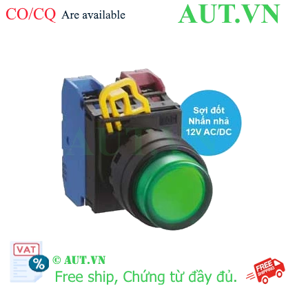 Ảnh của Nút nhấn nhả có đèn IDEC YW1L-M2E11Q6G 12VAC/DC D22 1NO+1NC (Xanh)