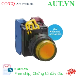 Ảnh của Nút nhấn nhả có đèn IDEC YW1L-M2E11QHA 110VAC D22 1NO+1NC (Hổ phách)