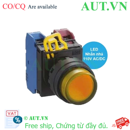 Ảnh của Nút nhấn nhả có đèn IDEC YW1L-M2E11QHA 110VAC D22 1NO+1NC (Hổ phách)