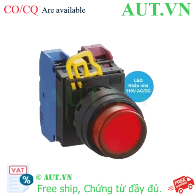 Ảnh của Nút nhấn nhả có đèn IDEC YW1L-M2E11QHR, 110VAC, D22