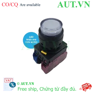 Ảnh của Nút nhấn nhả có đèn IDEC YW1L-M2E11QHW 110VAC D22 1NO+1NC (Trắng)