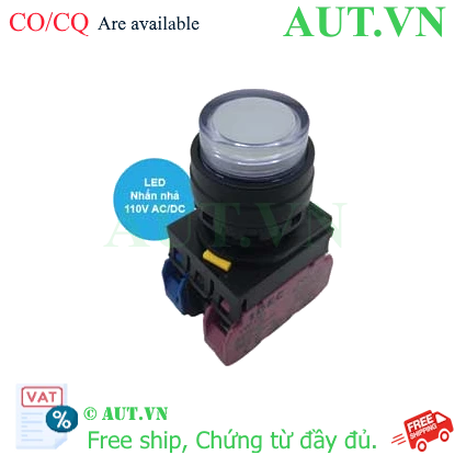 Ảnh của Nút nhấn nhả có đèn IDEC YW1L-M2E11QHW 110VAC D22 1NO+1NC (Trắng)