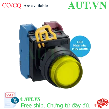 Ảnh của Nút nhấn nhả có đèn IDEC YW1L-M2E11QHY 110VAC D22 1NO+1NC (Vàng)