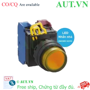 Ảnh của Nút nhấn nhả có đèn IDEC YW1L-M2E11QM3A 220VAC D22 1NO+1NC (Hổ phách)