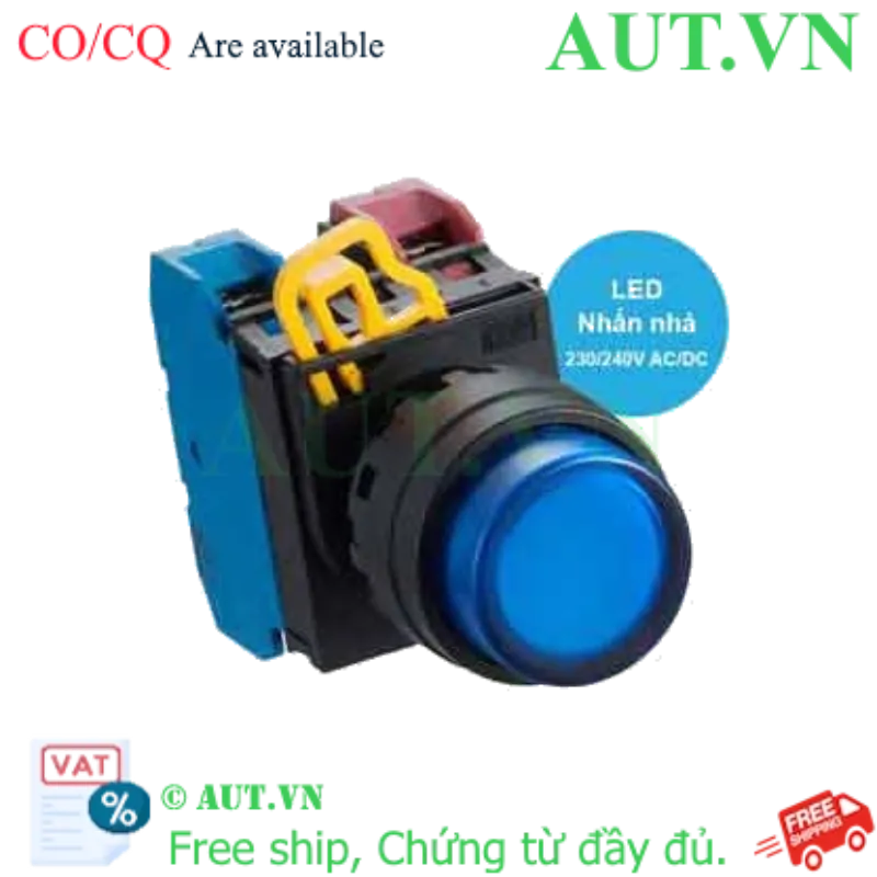 Ảnh của Nút nhấn nhả có đèn IDEC YW1L-M2E11QM3S 220VAC D22 1NO+1NC (Xanh)