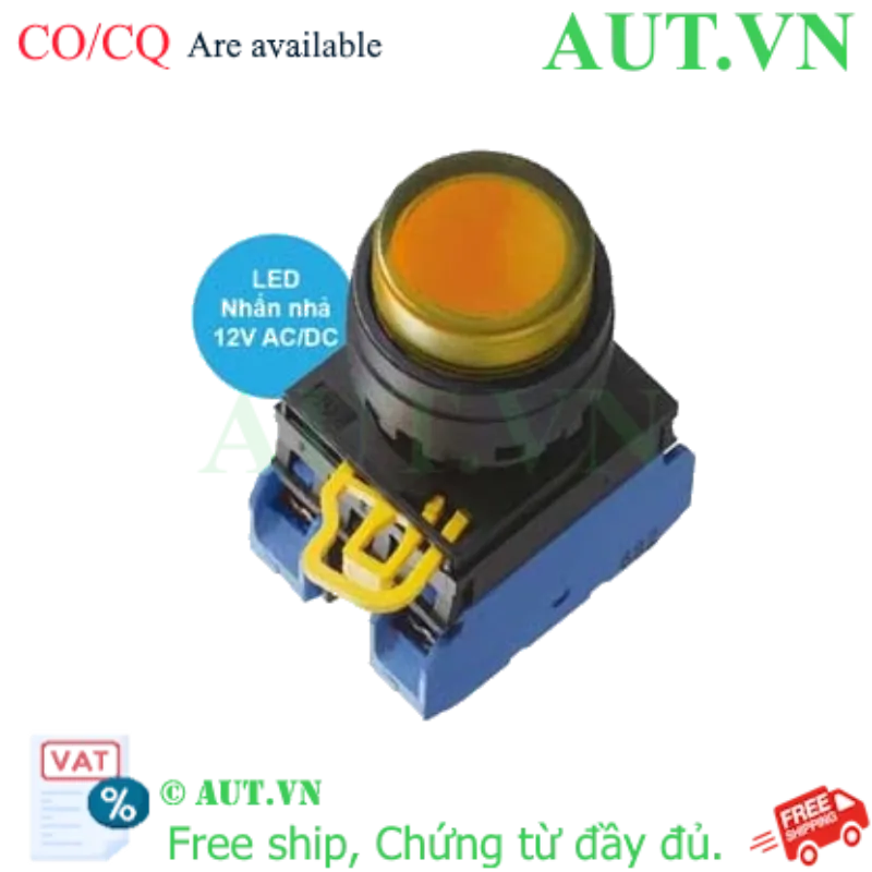 Ảnh của Nút nhấn nhả có đèn IDEC YW1L-M2E20Q3A 12VAC/DC D22 2NO (Hổ phách)