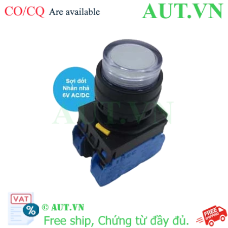 Ảnh của Nút nhấn nhả có đèn IDEC YW1L-M2E20Q5W 6VAC/DC D22 2NO (Trắng)
