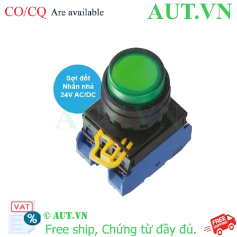 Ảnh của Nút nhấn nhả có đèn IDEC YW1L-M2E20Q7G 24VAC/DC D22 2NO (Xanh)