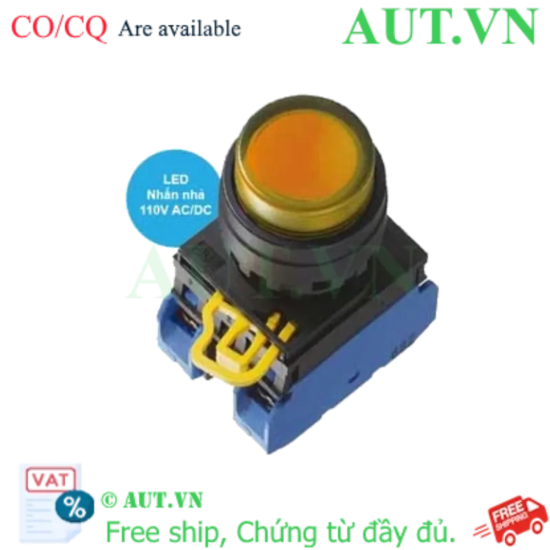 Ảnh của Nút nhấn nhả có đèn IDEC YW1L-M2E20QHA 110VAC D22 2NO (Hổ phách)