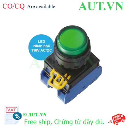 Ảnh của Nút nhấn nhả có đèn IDEC YW1L-M2E20QHG 110VAC D22 2NO (Xanh)