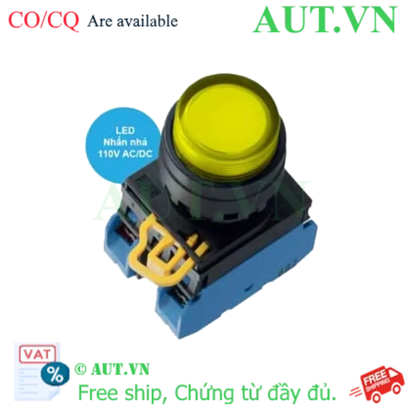 Ảnh của Nút nhấn nhả có đèn IDEC YW1L-M2E20QHY 110VAC D22 2NO (Vàng)