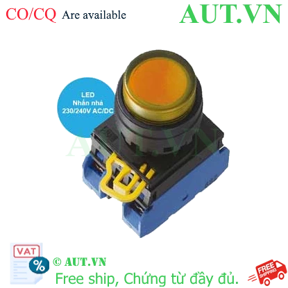 Ảnh của Nút nhấn nhả có đèn IDEC YW1L-M2E20QM3A 220VAC D22 2NO (Hổ phách)