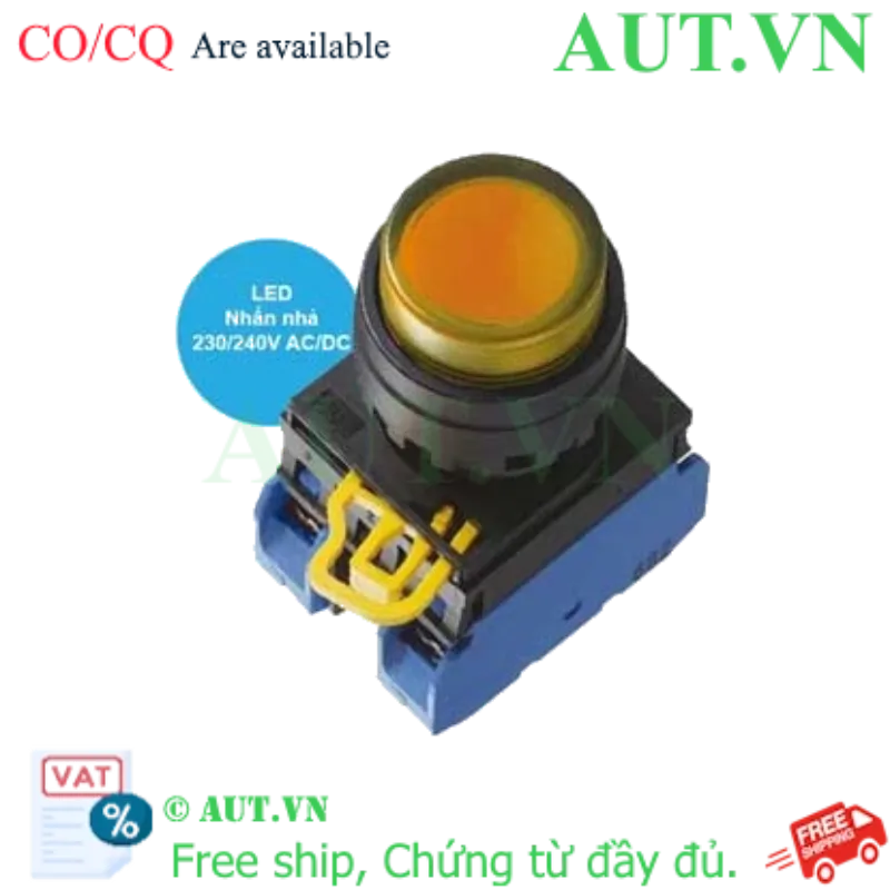 Ảnh của Nút nhấn nhả có đèn IDEC YW1L-M2E20QM3A 220VAC D22 2NO (Hổ phách)