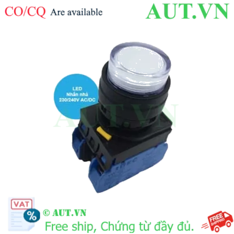 Ảnh của Nút nhấn nhả có đèn IDEC YW1L-M2E20QM3PW 220VAC D22 2NO (Trắng)
