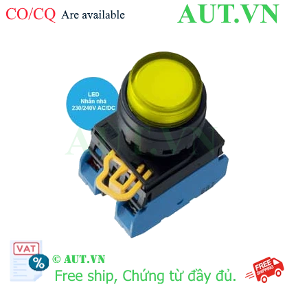 Ảnh của Nút nhấn nhả có đèn IDEC YW1L-M2E20QM3Y 220VAC D22 2NO (Vàng)