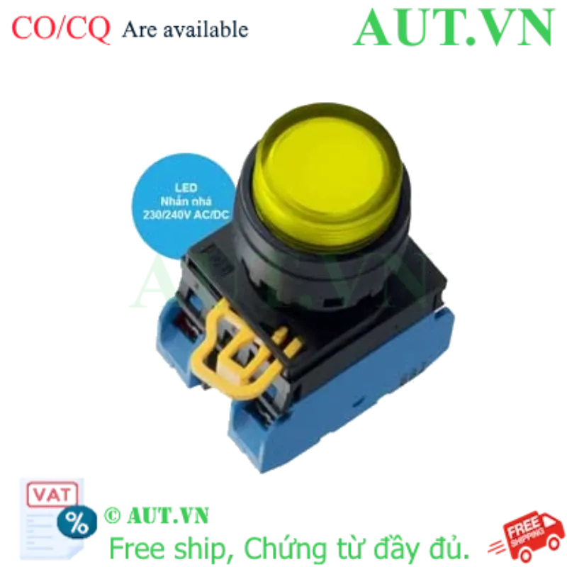 Ảnh của Nút nhấn nhả có đèn IDEC YW1L-M2E20QM3Y 220VAC D22 2NO (Vàng)