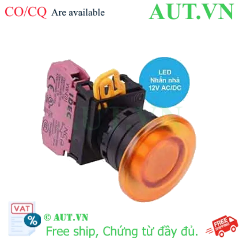 Ảnh của Nút nhấn nhả có đèn IDEC YW1L-M4E01Q3A 12VAC/DC D22 1NC (Hổ phách)