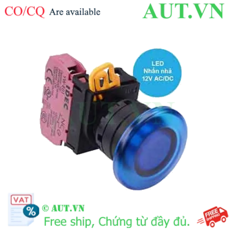 Ảnh của Nút nhấn nhả có đèn IDEC YW1L-M4E01Q3S 12VAC/DC D22 1NC (Xanh)