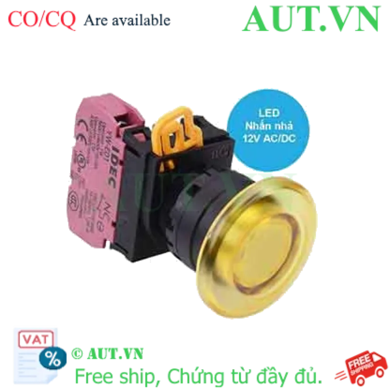 Ảnh của Nút nhấn nhả có đèn IDEC YW1L-M4E01Q3Y 12VAC/DC D22 1NC (Vàng)