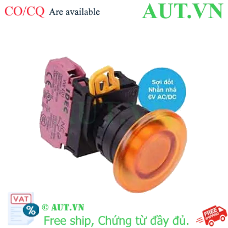 Ảnh của Nút nhấn nhả có đèn IDEC YW1L-M4E01Q5A 6VAC/DC D22 1NC (Hổ phách)