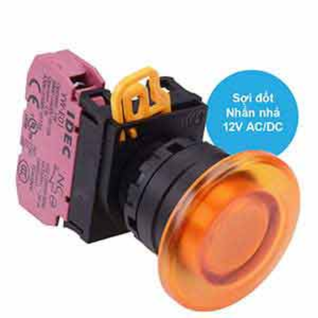 Ảnh của Nút nhấn nhả có đèn IDEC YW1L-M4E01Q6A 12VAC/DC D22 1NC (Hổ phách)