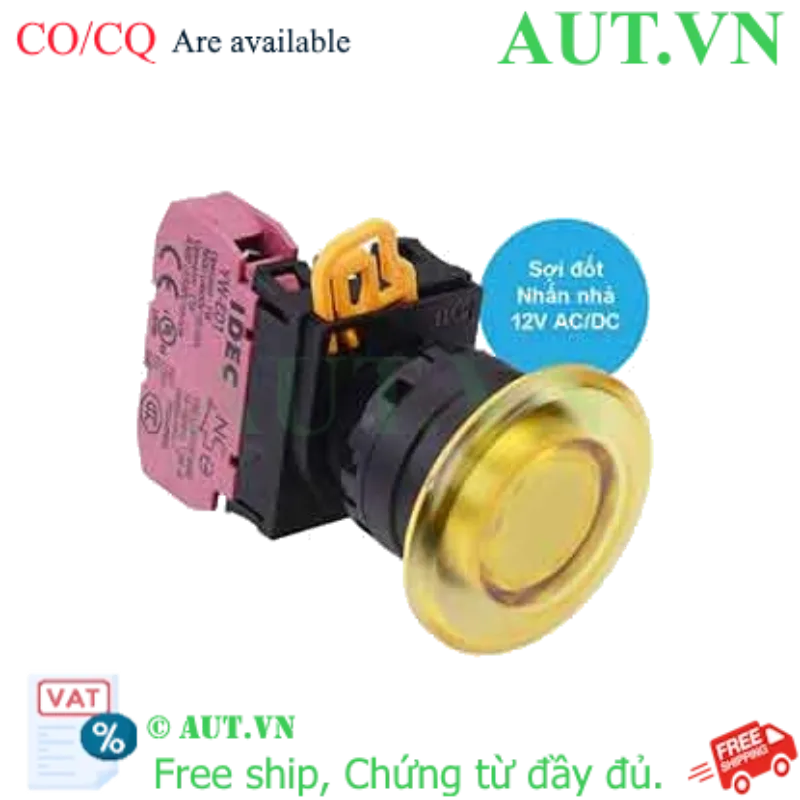 Ảnh của Nút nhấn nhả có đèn IDEC YW1L-M4E01Q6Y 12VAC/DC D22 1NC (Vàng)