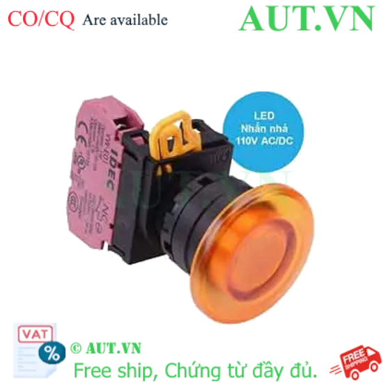 Ảnh của Nút nhấn nhả có đèn IDEC YW1L-M4E01QHA 110VAC D22 1NC (Hổ phách)