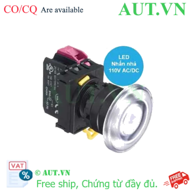 Ảnh của Nút nhấn nhả có đèn IDEC YW1L-M4E01QHPW 110VAC D22 1NC (Trắng)