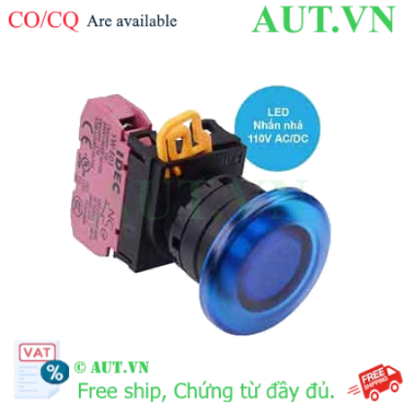 Ảnh của Nút nhấn nhả có đèn IDEC YW1L-M4E01QHS 110VAC D22 1NC (Xanh)