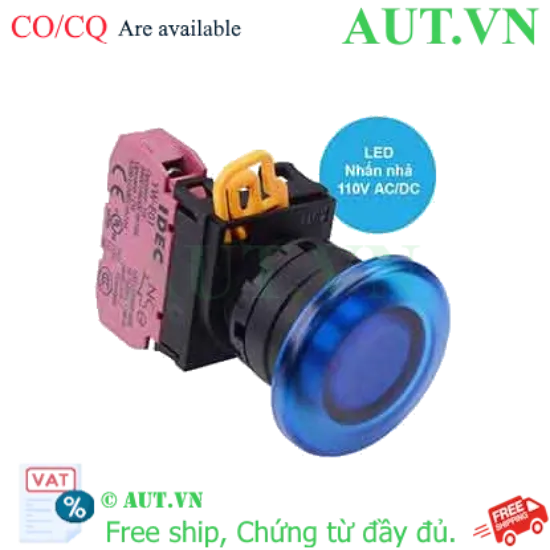 Ảnh của Nút nhấn nhả có đèn IDEC YW1L-M4E01QHS 110VAC D22 1NC (Xanh)