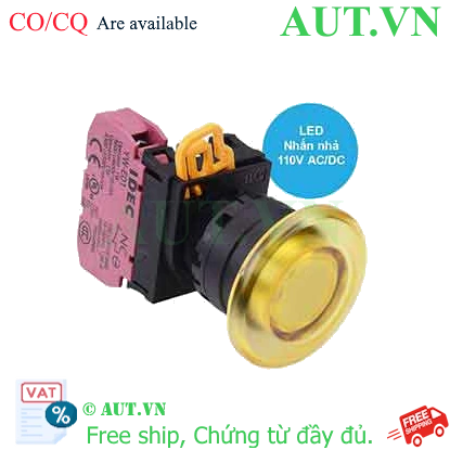Ảnh của Nút nhấn nhả có đèn IDEC YW1L-M4E01QHY 110VAC D22 1NC (Vàng)
