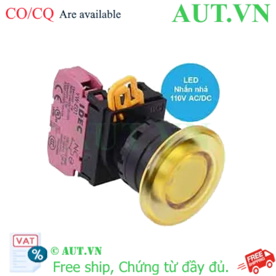Ảnh của Nút nhấn nhả có đèn IDEC YW1L-M4E01QHY 110VAC D22 1NC (Vàng)