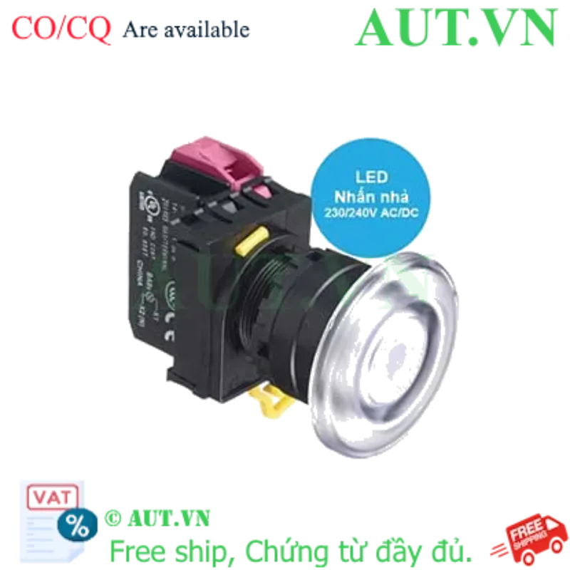 Ảnh của Nút nhấn nhả có đèn IDEC YW1L-M4E01QM3PW 220VAC D22 1NC (Trắng)