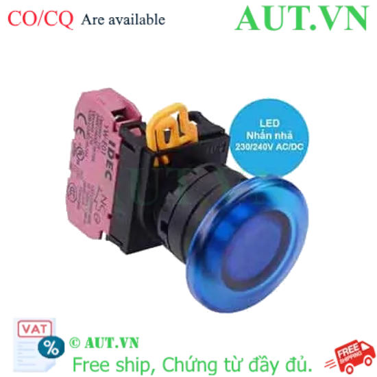 Ảnh của Nút nhấn nhả có đèn IDEC YW1L-M4E01QM3S 220VAC D22 1NC (Xanh)
